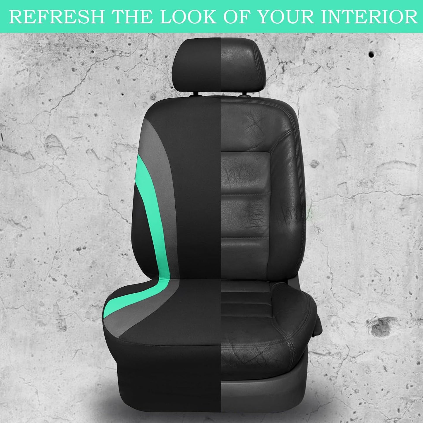CAR PASS Line Rider Sporty Front Seat Covers,Gray Car Seat Covers Two Front Seats Only, Airbag Compatible,Universal Fit Sedans,Cars,Vans,SUV,Truck(Black and Gray)