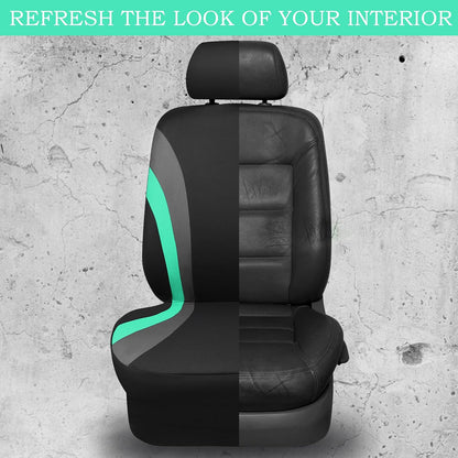 CAR PASS Line Rider Sporty Front Seat Covers,Gray Car Seat Covers Two Front Seats Only, Airbag Compatible,Universal Fit Sedans,Cars,Vans,SUV,Truck(Black and Gray)