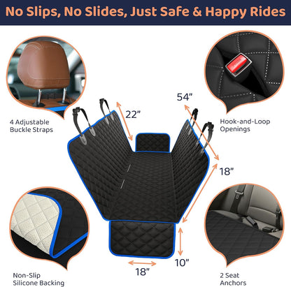 Petloox Dog Car Seat Cover for Back Seat, Waterproof Hammock for Car, SUV & Truck, Non-Slip Backseat Cover for Dogs, Heavy-Duty Dog Hammock Style Seat Protector Pets, Easy to Install & Clean