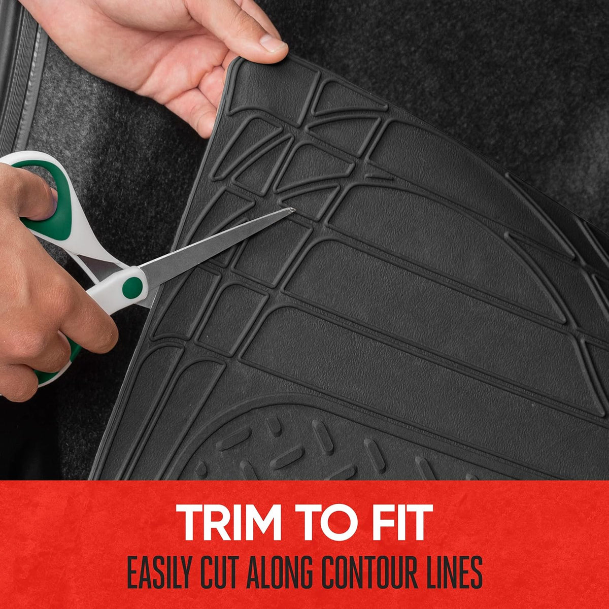 Motor Trend FlexTough Gray SUV Cargo Liner & Car Trunk Mat - Universal Trim-to-Fit All Weather Cargo Mats for Back of SUV - SUV Trunk Mat & Trunk Liner Floor Mat Cargo Cover - Trunk Cover