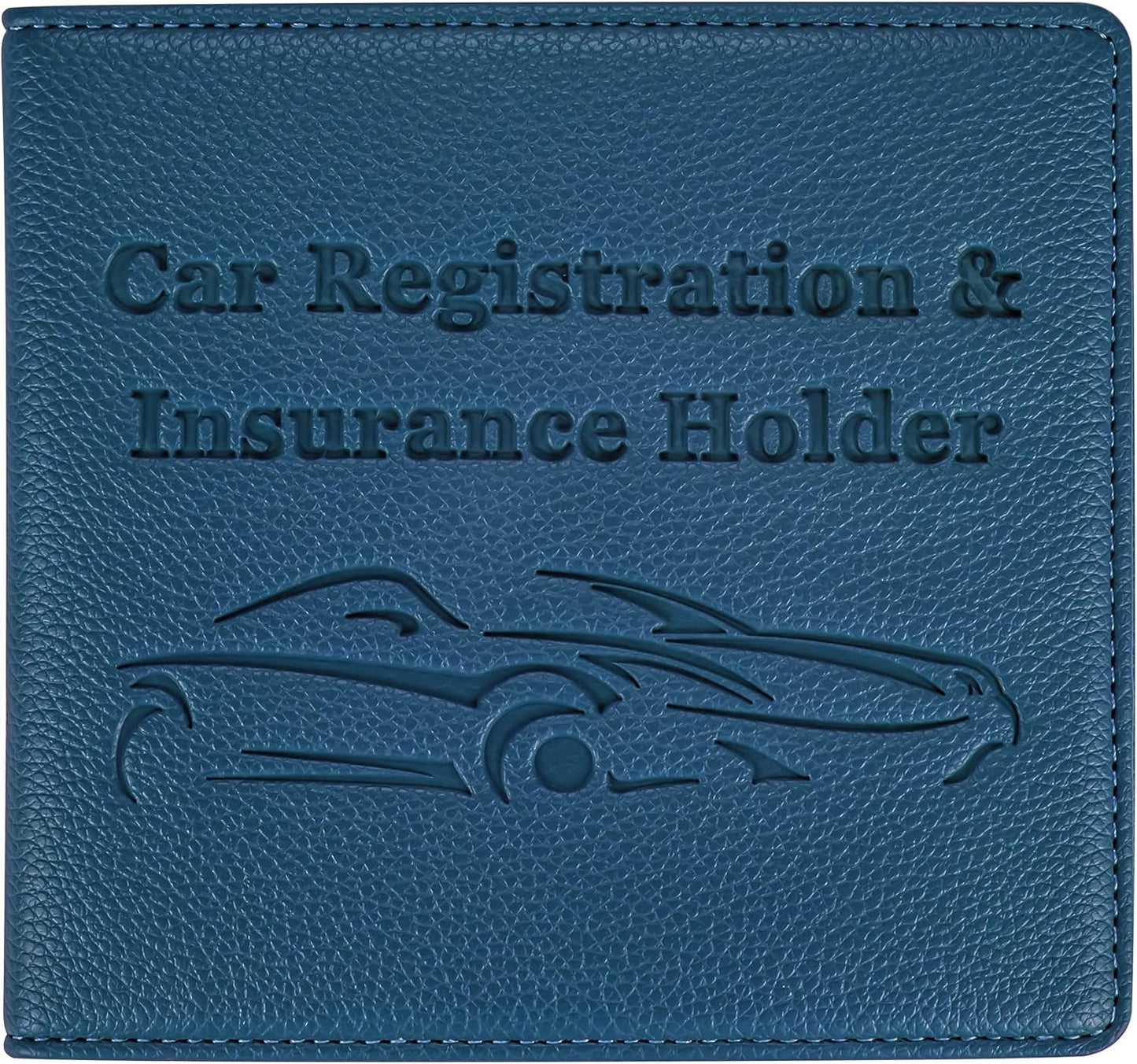 Car Registration and Insurance Holder, Premium PU Leather Vehicle Glove Box Car Organizer Men Women Wallet Accessories Case for ID, Driver's License - Blue