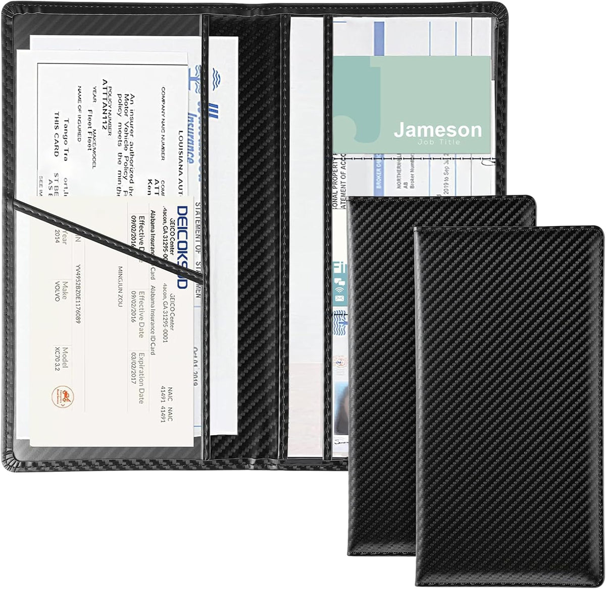 JUSTTOP 1Pack Car Registration and Insurance Holder,Car Document Holder for Cards License with Magnetic Shut,Vehicle Glove Box Car Organizer for Documents, Cards, License(Black)