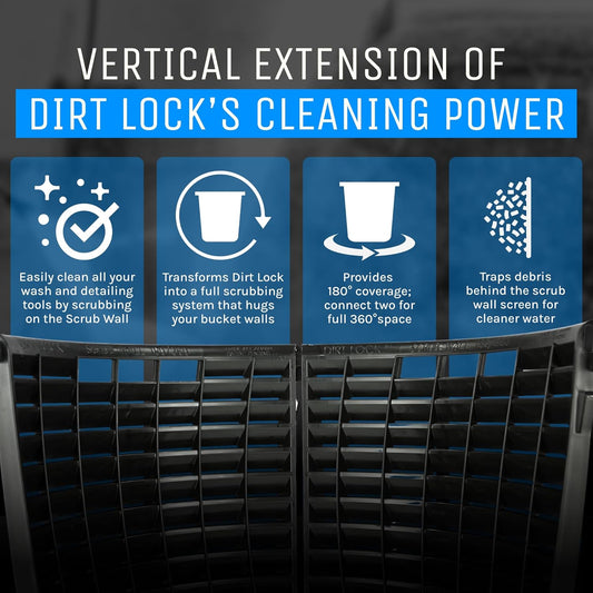 DETAIL GUARDZ Dirt Lock Scrub Wall 180/360 – Washboard Attachment for Detail Guardz Dirt Lock - Bucket Filter – Vertical Cleaning Tool for Brushes, Mitts (Black)