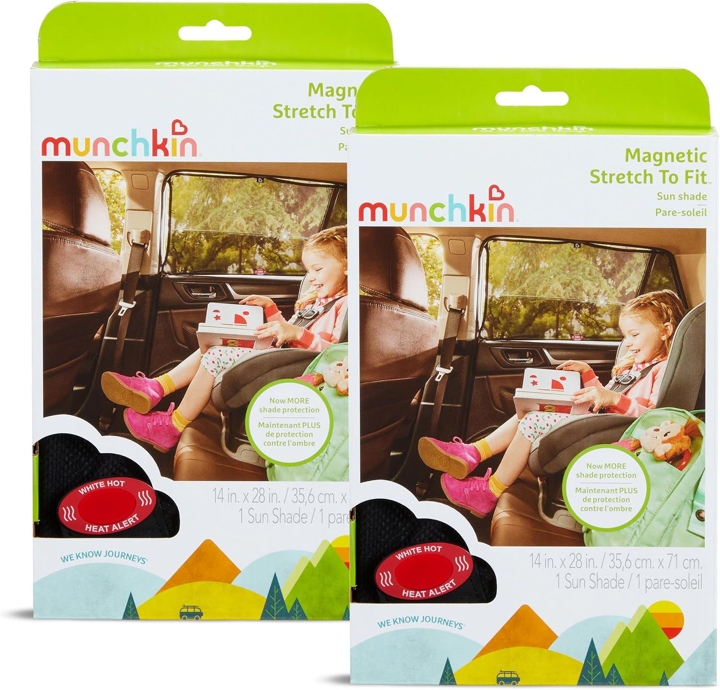 Munchkin® Brica® Magnetic Stretch to Fit™ Car Window Shade for Baby, Side Window Sun Shade, Black, 1 Pack