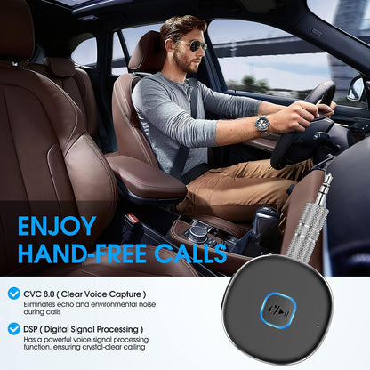 Bluetooth Receiver, LAICOMEIN Portable 3.5mm Aux Car Adapter, Bluetooth Wireless Audio Receiver for Car/Home Stereo/Wired Headphones/Speaker, 16H Battery Life