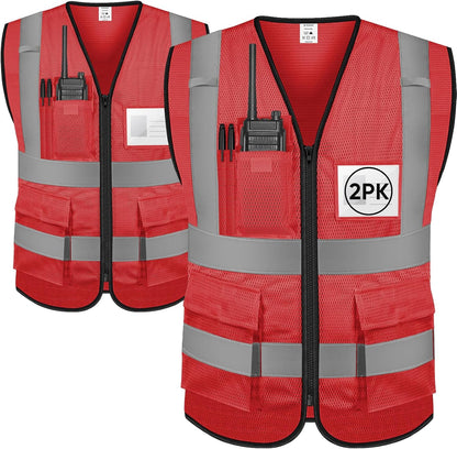 TICONN Reflective Safety Vest High Visibility Class II Mesh Vest for Women & Men Meets ANSI Standards