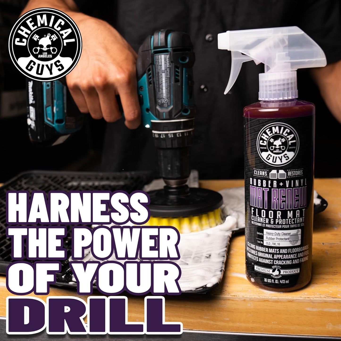 Chemical Guys Mat Renew Rubber and Vinyl Car Floor Mat Cleaner & Protectant - Cleans & Restores Rubber Liners, Running Boards, Safe for Cars, Trucks, SUVs, and More - 16 oz