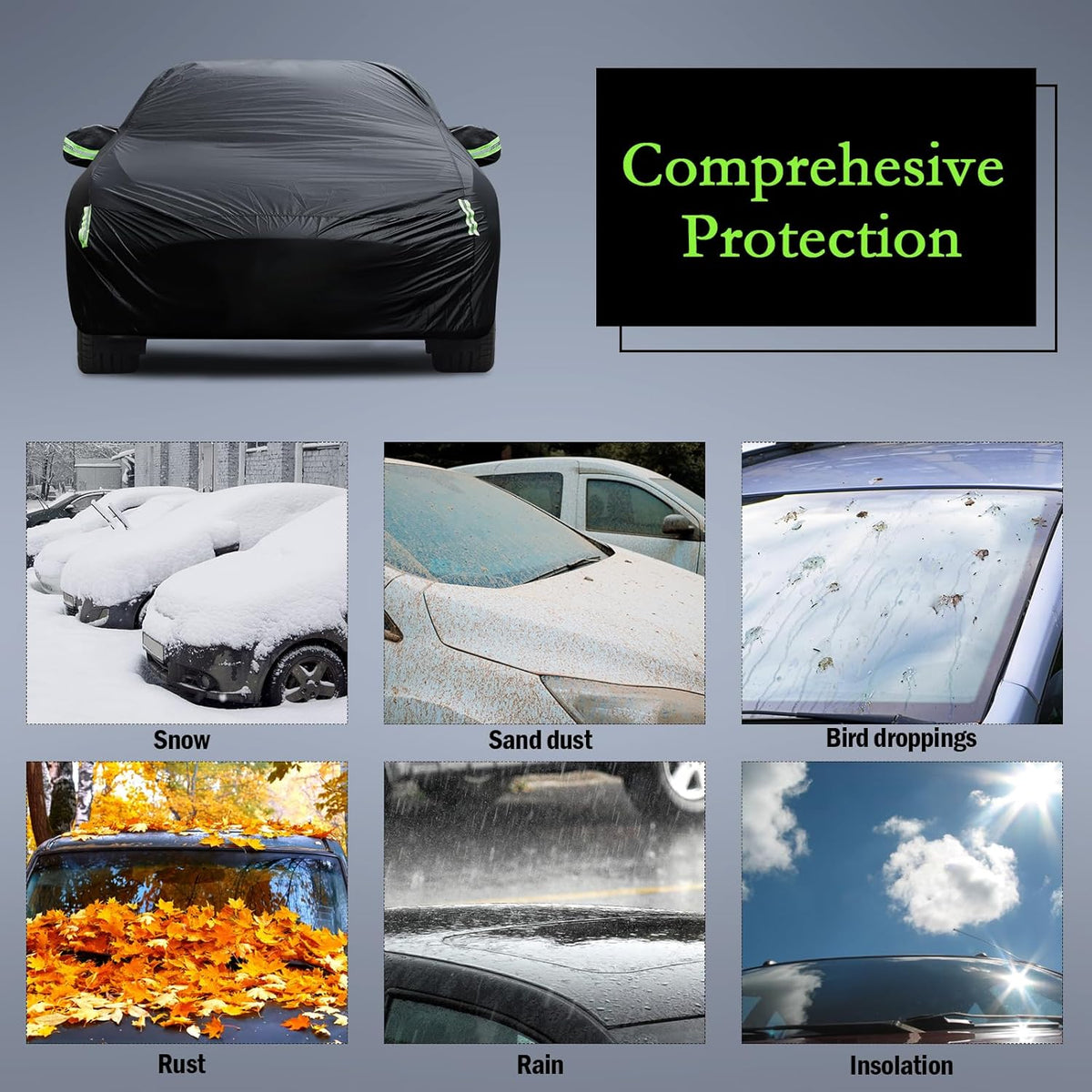 Car Cover Custom Fit for Toyota Corolla 2000-2025, Honda Civic 1991-2025, Waterproof All Weather Full Exterior Cover Rain Sun Protector Car Cover with Door Zipper