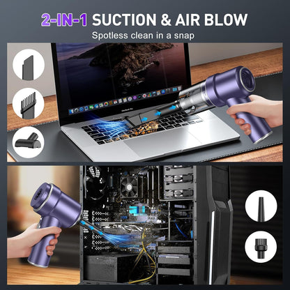 KMM Handheld Car Vacuum Cleaner, 9000Pa Vacuum Cleaner and Air Duster, 120W High Power Hand Held Vacuum with LED Light and Multi-Nozzles for Car, Home, Office, Pet