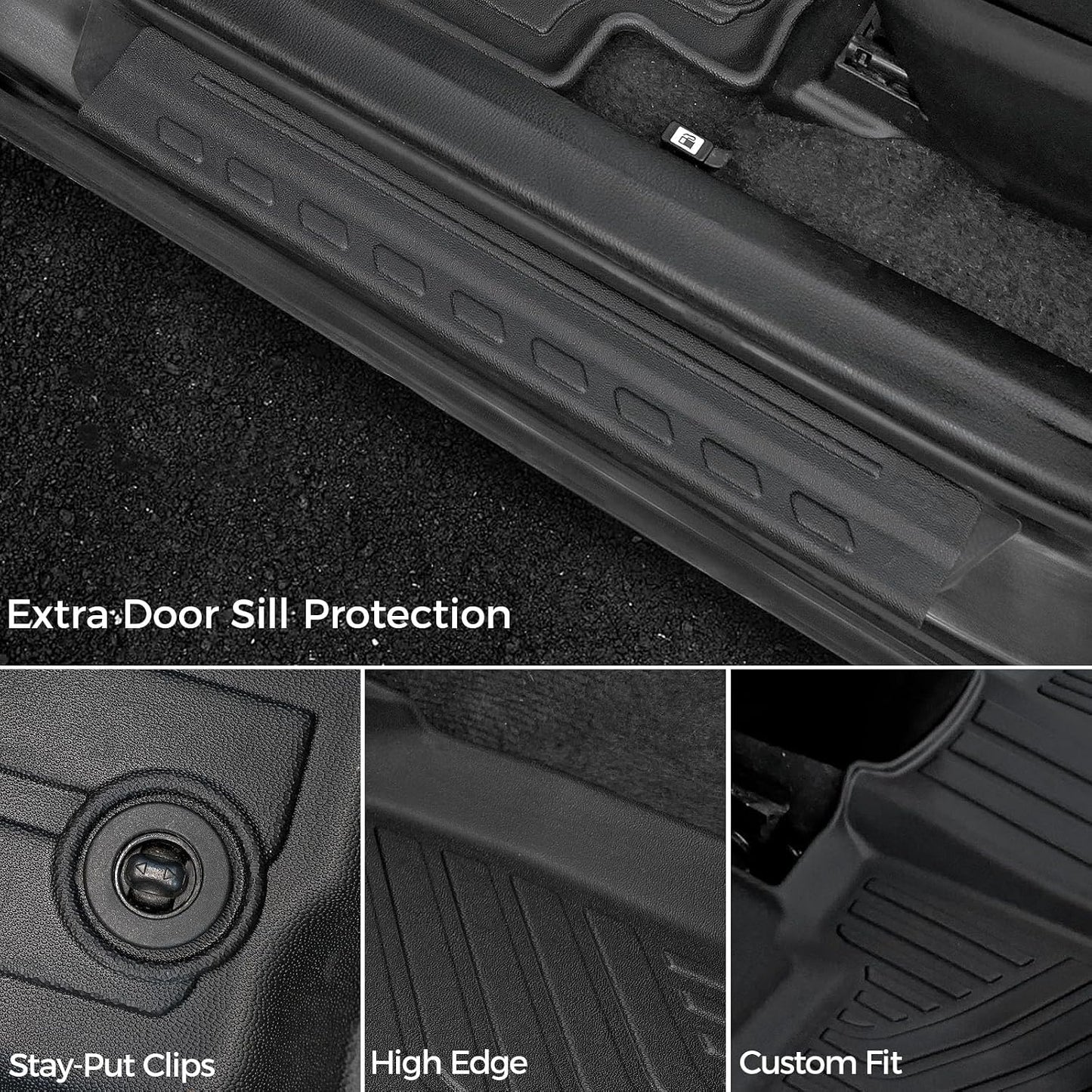 Floor Mats for Toyota Sienna 2021-2026, All Weather Floor Mats Lower Trunk Cargo Liner Accessories, Full Coverage Set (Fit 8-Seat with Spare Tire)