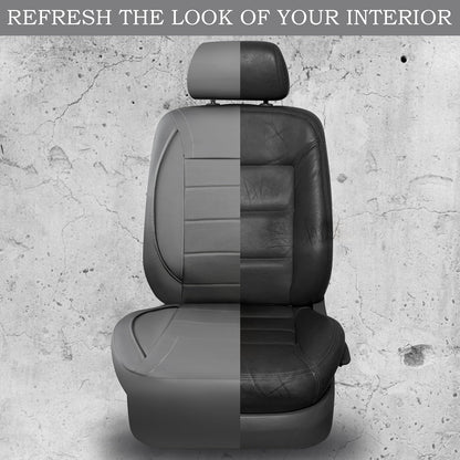 CAR PASS Universal FIT Piping Leather Two Front Seat Covers, Waterproof Faux Leather for SUV Sedan Van Truck, Airbag Compatible,Reserved Opening Holes for Headrest Covers. (Black red)