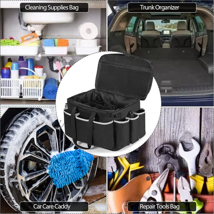 HODRANT Extra-Large Cleaning Caddy with EVA Hard Bottom, High Capacity Cleaning Supplies Organizer for Housekeeping & Home Work, Cleaner Tools Tote Bag with Shoulder Strap, Patent Design