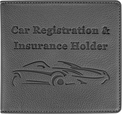 Car Registration and Insurance Holder, Premium PU Leather Vehicle Glove Box Car Organizer Men Women Wallet Accessories Case for ID, Driver's License - Blue