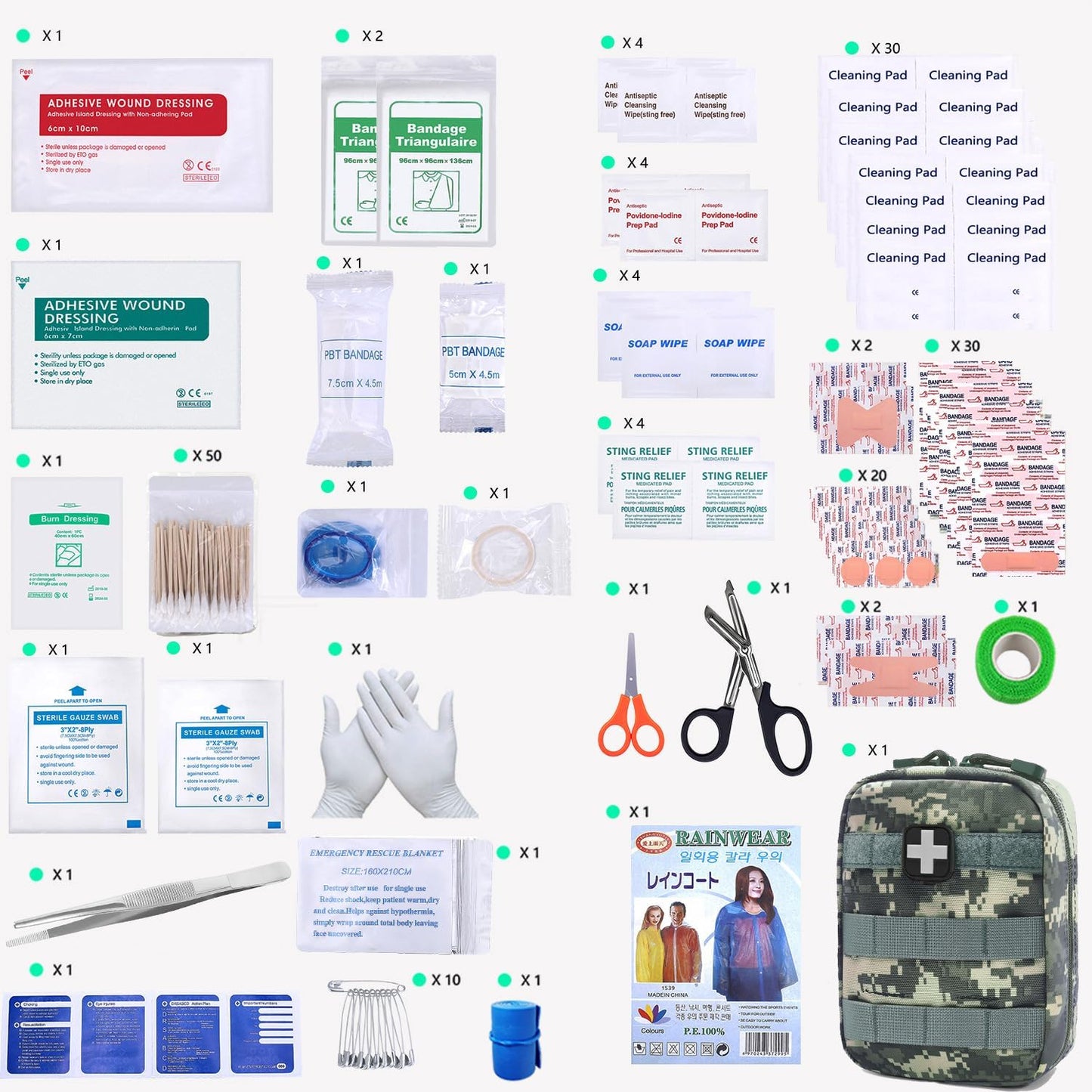 Carlebben EMT Pouch MOLLE Ifak Pouch Tactical MOLLE Medical First Aid Kit Utility Pouch (With Medical Supplies)