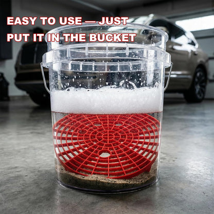 2 PCS Car Wash Bucket Insert, Auto Washing Grit Filter Dirt Trap for Removing Debris, Plastic Grit Trap Detailing Tool Fits 12-Inch Diameter or 3-5 Gallon Buckets (Black＋Red)