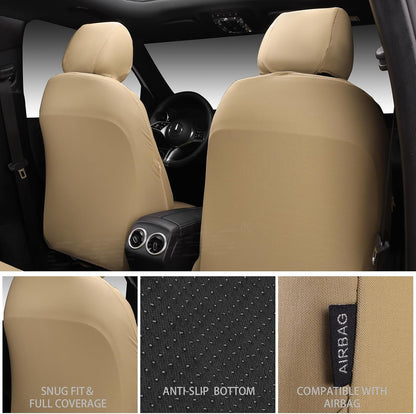 CAR PASS Car Seat Covers Full Sets, Front & Split Rear Bench for Car, 3D Tyre Embossed Automotive Interior Covers, Airbag Compatible, Quick Setup Universal Fit Seat Covers for Car, SUV(Charcoal)