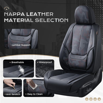 Coverado Seat Covers Full Set, Black Seat Covers for Cars 5 Seats, Car Seat Protector, Waterproof Nappa Leather Car Seat Cushion, Front and Rear Car Seat Cover Fit for Most Sedans SUV Pick-up Truck - Colors B