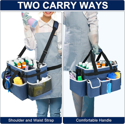 Cleaning Caddy,Cleaning Bag for Housekeepers,Cleaning Supplies Organizer with Handle,Black