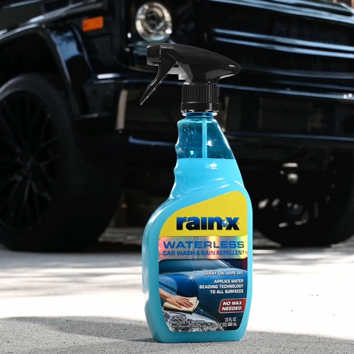 Rain-X 620143 Waterless Car Wash and Rain Repellent, 23 fl. oz. Rinseless Cleaner Spray for a Spot Free Finish, Perfect for Quick and Easy Detailing. Premium No Rinse for on the go Washing