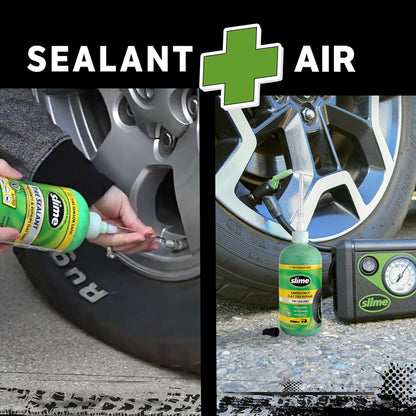 Slime 50107 Flat Tire Puncture Repair, Smart Spair, Emergency Kit For Car Tires, Includes Sealant And Tire Inflator Pump, Suitable For Cars And Other Highway Vehicles, 15 Min Fix
