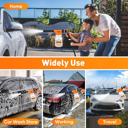 16 IN 1 Car Wash Foam Gun, Foam Cannon,Adjustable Hose Wash Sprayer with 2.5 to 6 Bars Foam Blaster,Wash Mitten &Towel,Suitable for Car Cleaning and Garden Use with 1/2” Quick Connector