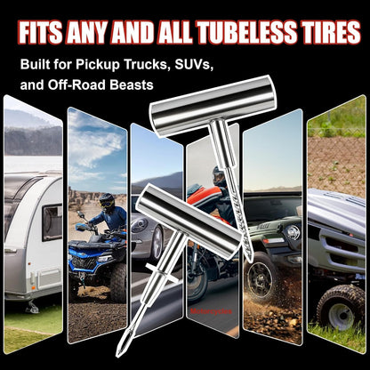 AWELCRAFT 10-Piece Economical Tire Repair Kit – Flat Tire Plug Kit with T-Handle Tools, Storage Case – Fix Punctures Fast, No Tire Removal Needed – Ideal for Car, Truck, Motorcycle, ATV