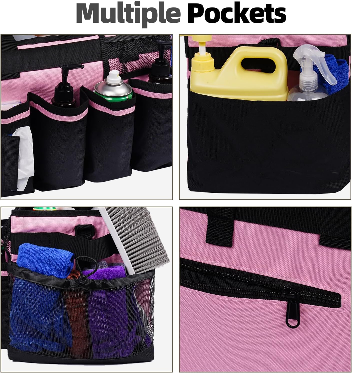 Large Cleaning Supplies Bags for Housekeepers, Professional Wearable Cleaning Supply Caddy for House Cleaners Detail Car Cleaning Supplies Organizer Tote with Handle, Grey