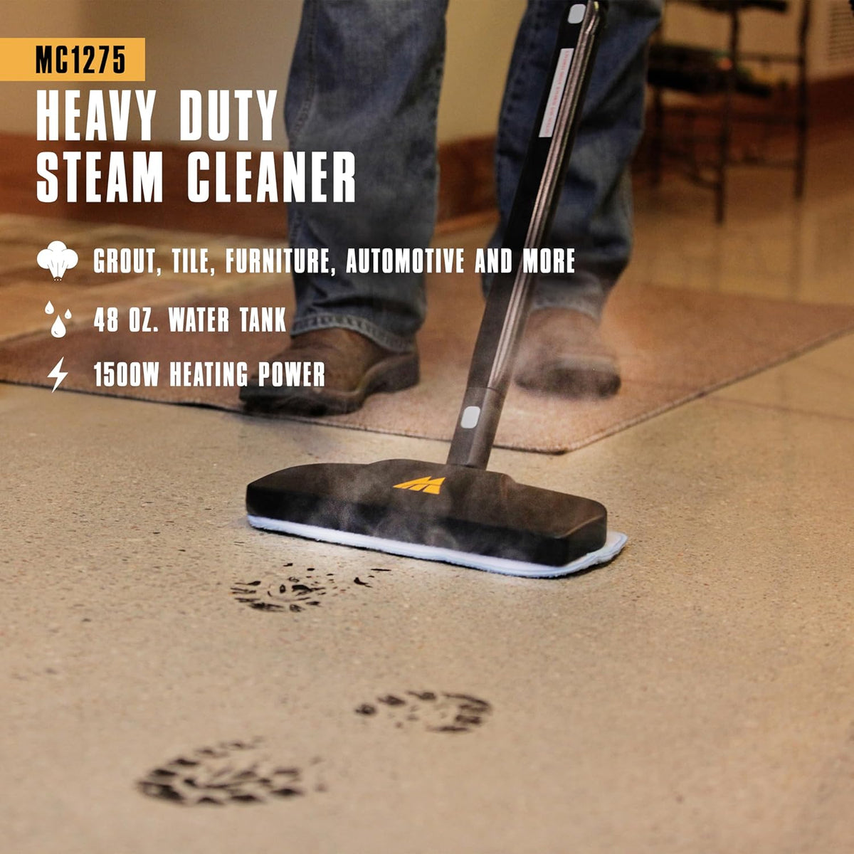 McCulloch MC1385 Deluxe Canister Steam Cleaner, 2-Hour Runtime, Chemical-Free, 23 Accessories: Mop Head, Brushes & More - Built for Home, Tile, Carpet, Furniture, & Personal Car Detailing