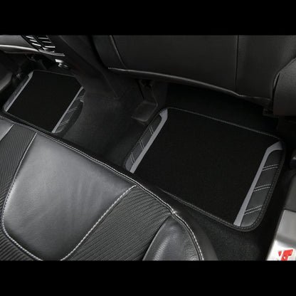 CAR PASS Air Mesh Leather Car Seat Covers Full Set, Waterproof Car Floor Mats, Sporty Steering Wheel Cover 14.5-15in, Universal Fits for 95% Cars Truck SUV (Black and Blue)
