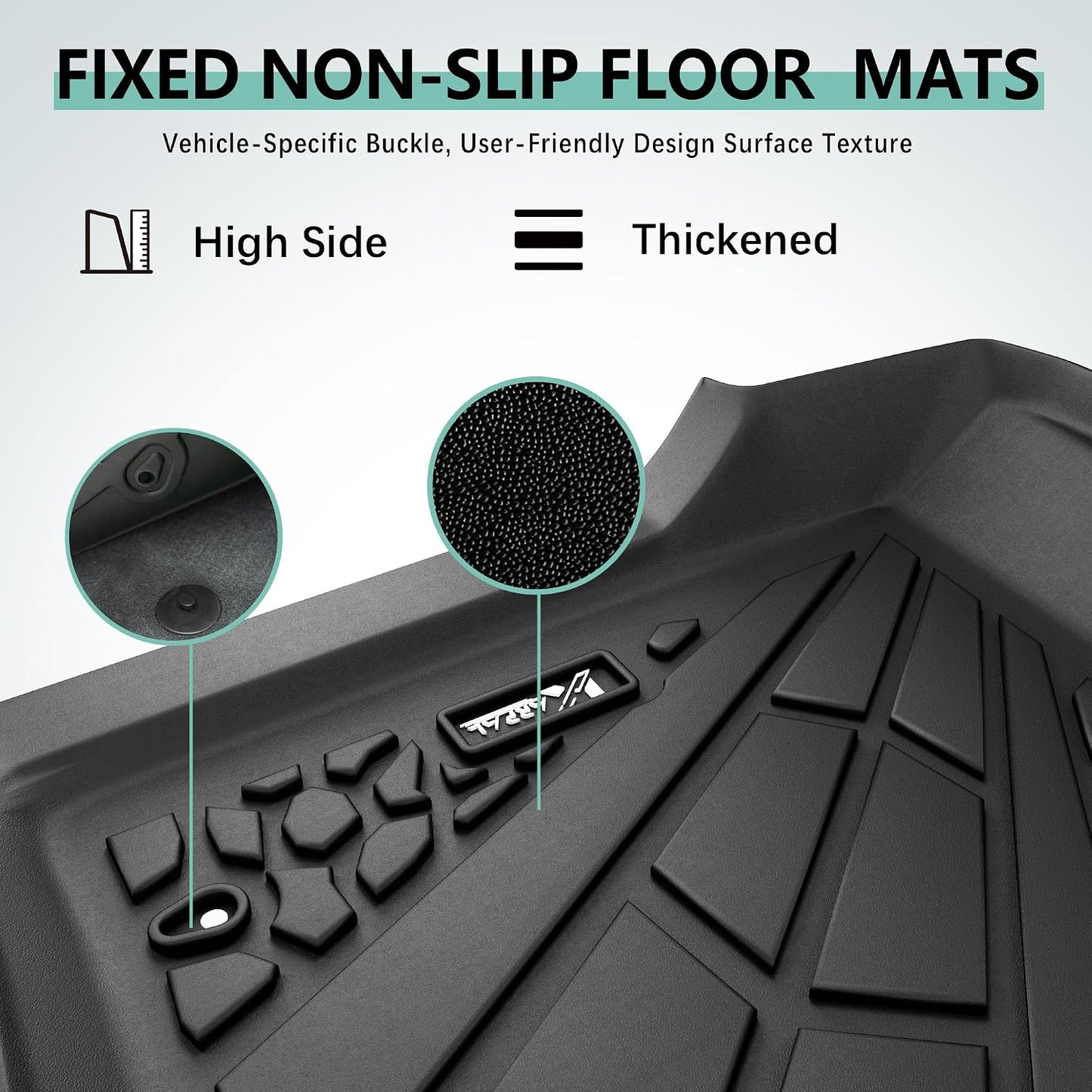 KARPAL Floor Mats for 2007-2013 Chevy Silverado & GMC Sierra 1500 Crew Cab / 2007-2014 2500/3500 HD(Footwell Coverage), All-Weather TPE Custom Fit Floor Liners Car Accessories