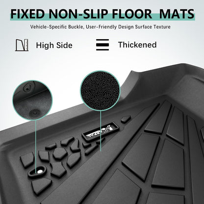 KARPAL Floor Mats for 2007-2013 Chevy Silverado & GMC Sierra 1500 Crew Cab / 2007-2014 2500/3500 HD(Footwell Coverage), All-Weather TPE Custom Fit Floor Liners Car Accessories
