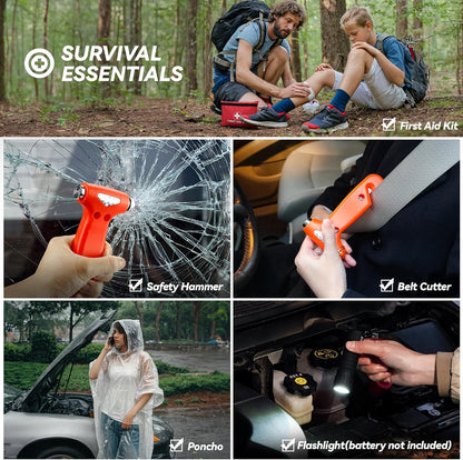 Car Emergency Kit with Portable Air Compressor, Winter Car Safety Roadside Assist Kit, Emergency Car Kit for Cars, Trucks