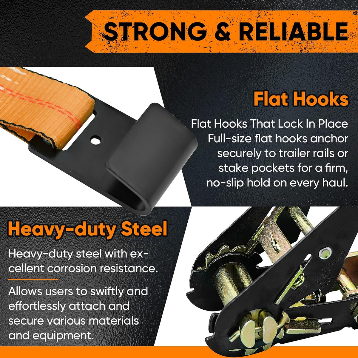 4 Pack Car Tie Down Straps for Trailers - 2" x 96" - 9900LBS Break Strength - Heavy Duty Tire Ratchet Straps with Flat Hooks for Hauling UTV, SUV, Truck, Any Cars
