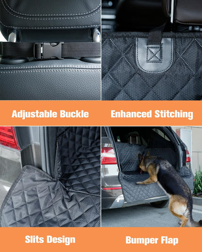 PETICON SUV Cargo Liner for Dogs, Waterproof Trunk Cover for SUVs with Bumper Flap Protector, Scratchproof Durable 600D Oxford Fabric, Non-Slip, Machine Washable