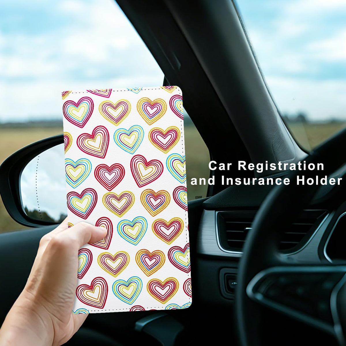 Car Registration and Insurance Holder, Premium Pu Leather Vehicle Glove Box Organizer - for Driver License, Cards & Essential Documents (L-Orange)