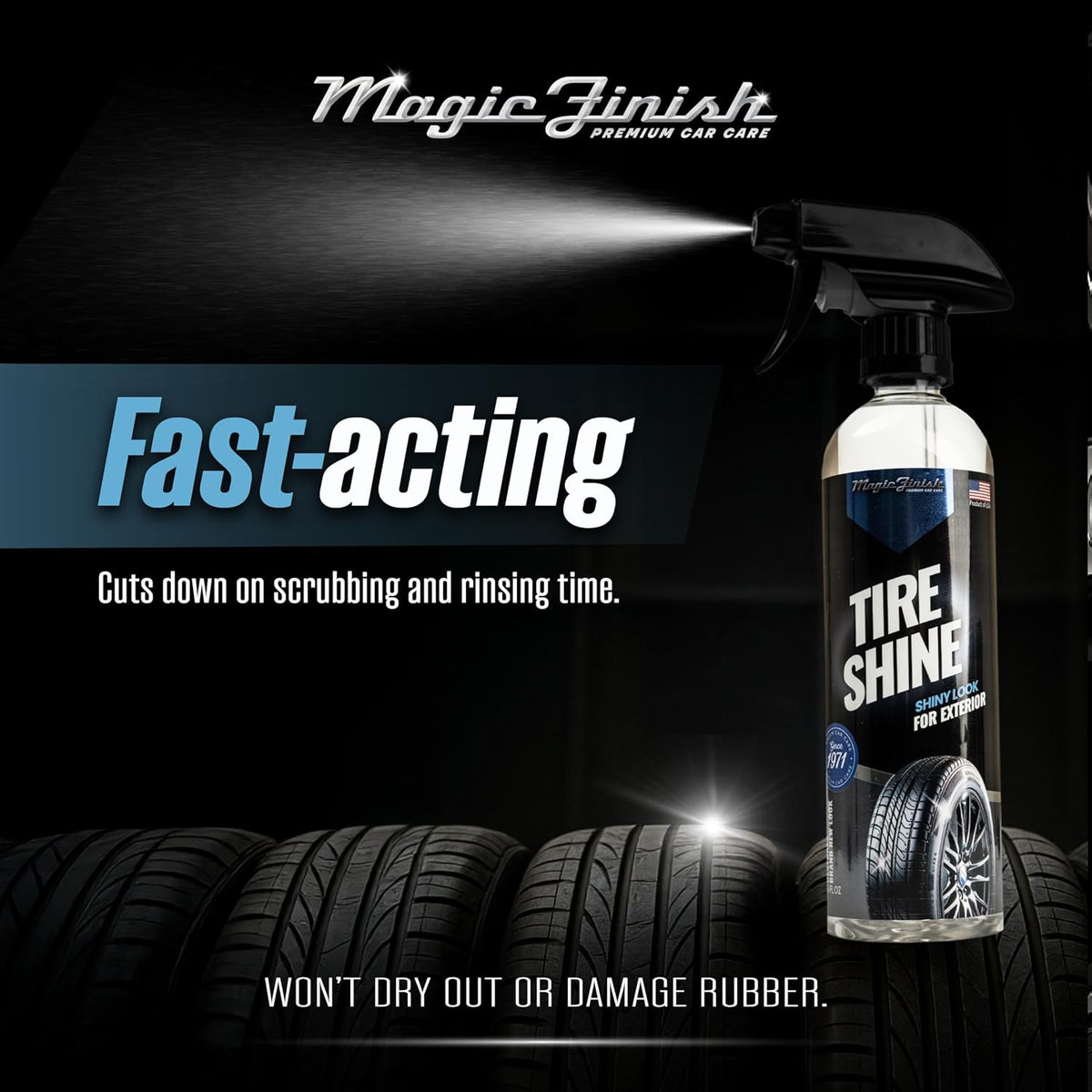 Magic Finish Wheel Cleaner (16 fl oz) – Premium Wheel Cleaner Spray for Brake Dust and Grime with Fast Cling Formula – Car Cleaning Supplies for Chrome, Alloy, Painted Wheels & Powder-Coated Finishes