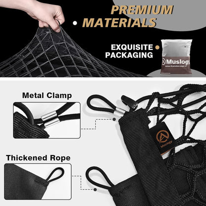 Muslogy Truck Bed Cargo Net Trunk Netting Compatible with 2023-2025 2026 Honda CR-V Accessories, Pickup Cargo Organizer SUV Sedan Storage Net w/Heavy Duty Carabiners - Colors B