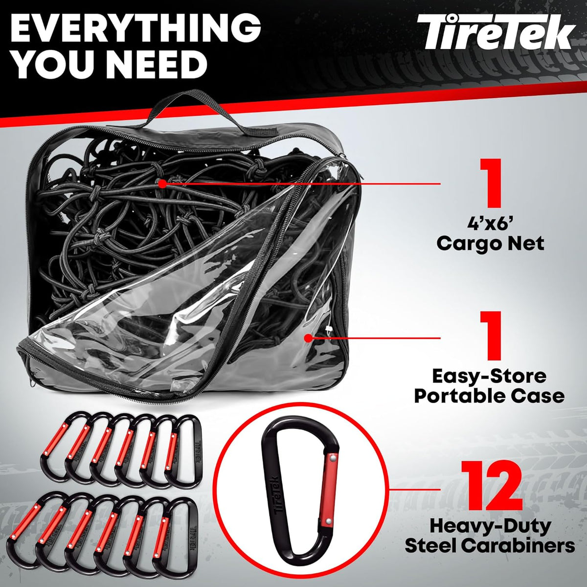 Cargo Net for Pickup Truck Bed (4'x6' Stretches to 8'x12') Double Thick Heavy Duty Truck Bed Net for Dad, & Husband - 12 Metal Carabiners, Bungee Mesh Accessory with Strap Hooks