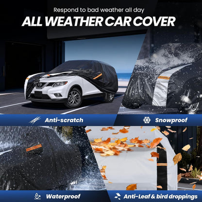 Large SUV Car Cover for Chevy Suburban 100% Waterproof All Weather, Heavy Duty Outdoor Full Exterior Covers Rain Sun Wind UV Protection. - Colors A