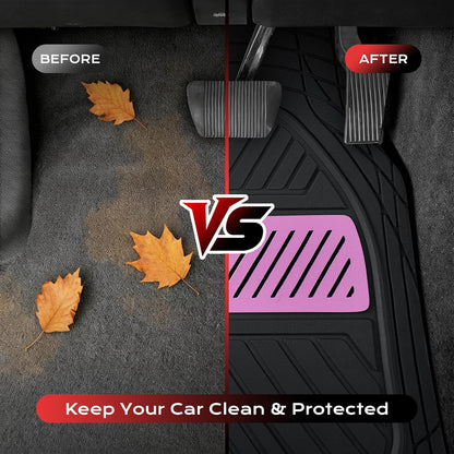 Coverado Car Floor Mats All Weather Waterproof Deep Dish Anti-Slip Car Mats Set, Heavy Duty Rubber Floor Mats for Cars, Universal Trim to Fit Automotive Floor Mats for Cars Trucks SUV, Black&Red