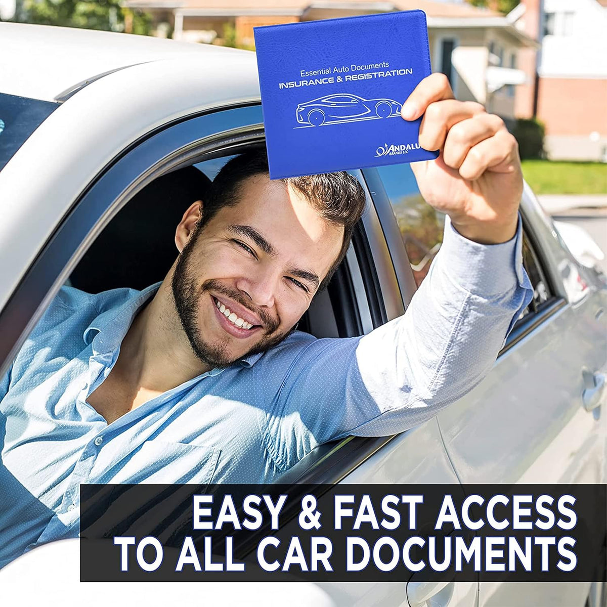 Andalus Auto Registration & Insurance Card Holder Pack of 2, Waterproof Essential Car Registration Holder with Hook & Loop Closure, Perfect for Every Vehicles Glove Boxes (White - 5 1/8" x 4 5/8")