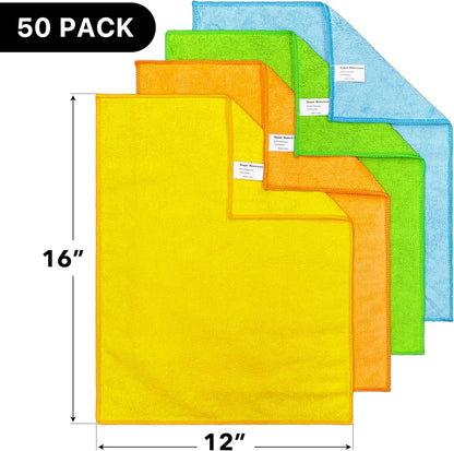 Simple Houseware Microfiber Cleaning Cloth 150 Pack, 12" x 16", 4 Colors