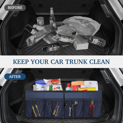 Femuar Car Trunk Organizer with Large Capacity Waterproof Car Accessories for Women & Men, Collapsible Trunk Organizer for Suv/Jeep/Sedan,Tools (Black, Standard)