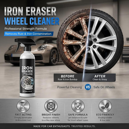 Iron Eraser Iron and Rust Remover, 2PCS Iron Eraser Rust Remover Spray for Car Wheels and Paint, Fast Acting Rust and Brake Dust Remover, 2026 New Professional Automotive Surface Cleaning (0A)