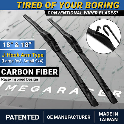 Premium Silicone Carbon Fiber Windshield Wiper Blades 22" & 20" - Patented All-Season, Quiet & Smooth Streak-Free Clean Wipe, OEM Quality, Front Automotive Replacement Wipers for Car & Truck (2 Pack)