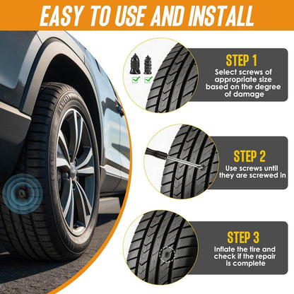 61 PCS Tire Repair Rubber Nail, Vacuum Tire Repair Kits Spiral Rubber Nails, Tire Screw Plug Fast Tool Self Service Tire Repair Nail for car, Motorcycle, Truck, Tractor Tire Puncture Repair