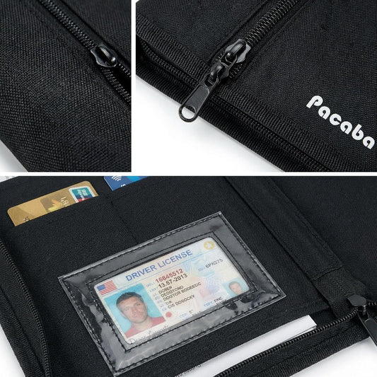 Car Registration and Insurance Card Holder, Glove Box Organizer Vehicle Document Wallet with Clear Compartments, Auto Document holder for Driver License, Car Insurance Vehicle Registration (Black)
