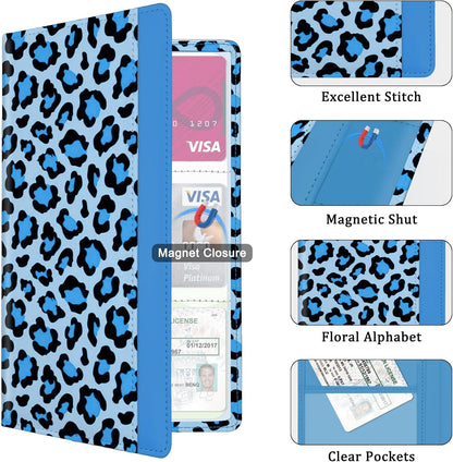 Car Registration and Insurance Holder, with Magnetic Closure for License, Cards and Documents, All Vehicle Needs and Car Accessories (Leopard-Black)