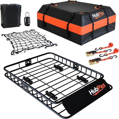 21 Cu Ft. Car Rooftop Cargo Carrier Bag Car Roof Top Bag Cargo Carrier | Fit All Vehicle with/Without Rack, Includes Anti-Slip Mat, 8 Reinforced Straps, 6 Door Hooks, Luggage Lock