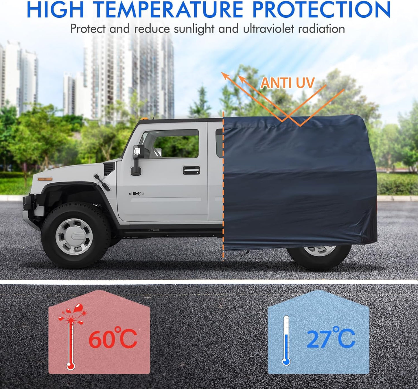 Car Cover Waterproof All Weather for Automobiles, 6 Layers Outdoor Full Exterior Cover Rain Sun UV Snowproof Protection with Zipper Cotton, Mirror Pocket for Sedan (190-195 inch)